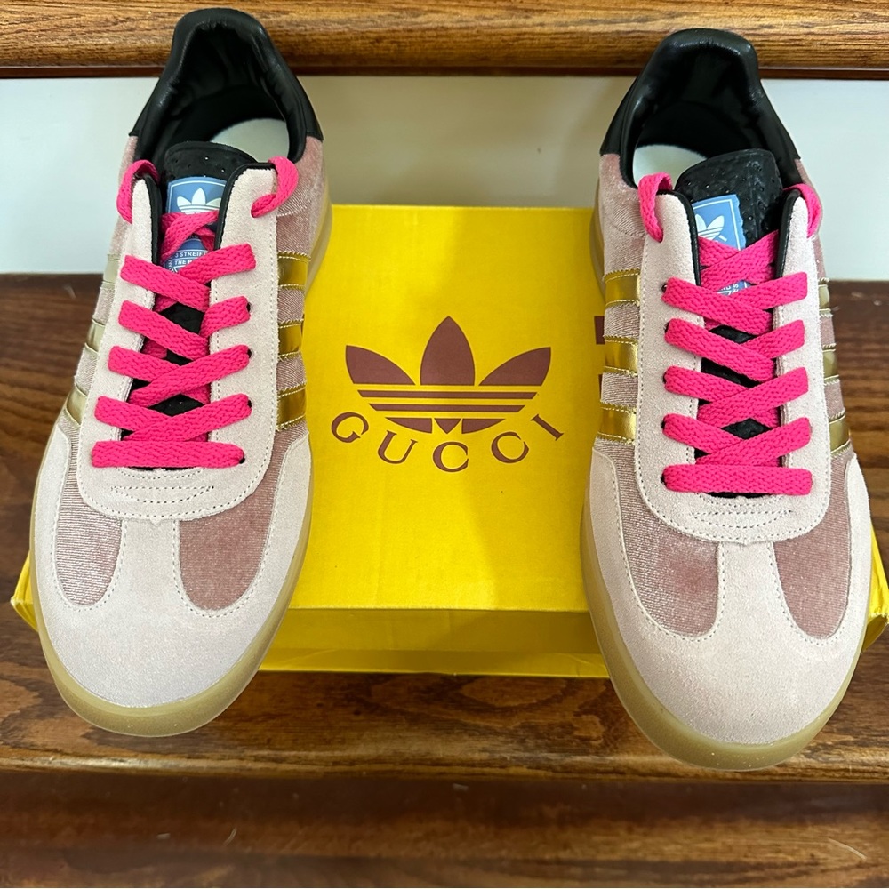 RARE Adidas x Gucci Gazelle Pink Velvet Sneaker
